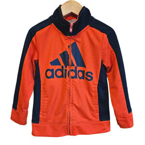 Adidas Boy's Sweatshirt Full Zip Orange Navy Toddler Size 3T